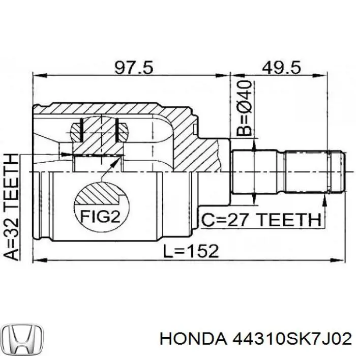 Купить 44310SK7J02 Honda Шарнир угловых скоростей передний правый