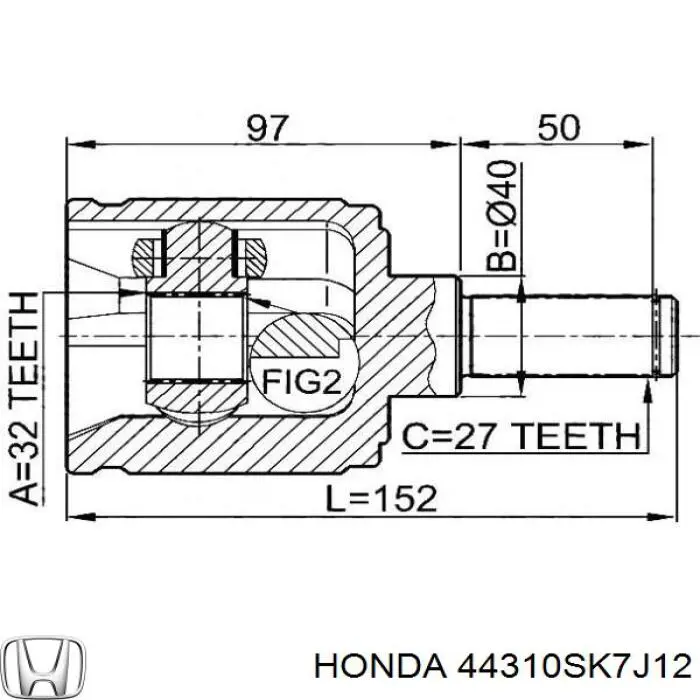 Шарнир угловых скоростей передний левый Honda 44310SK7J12 цена, от 37.18 USD