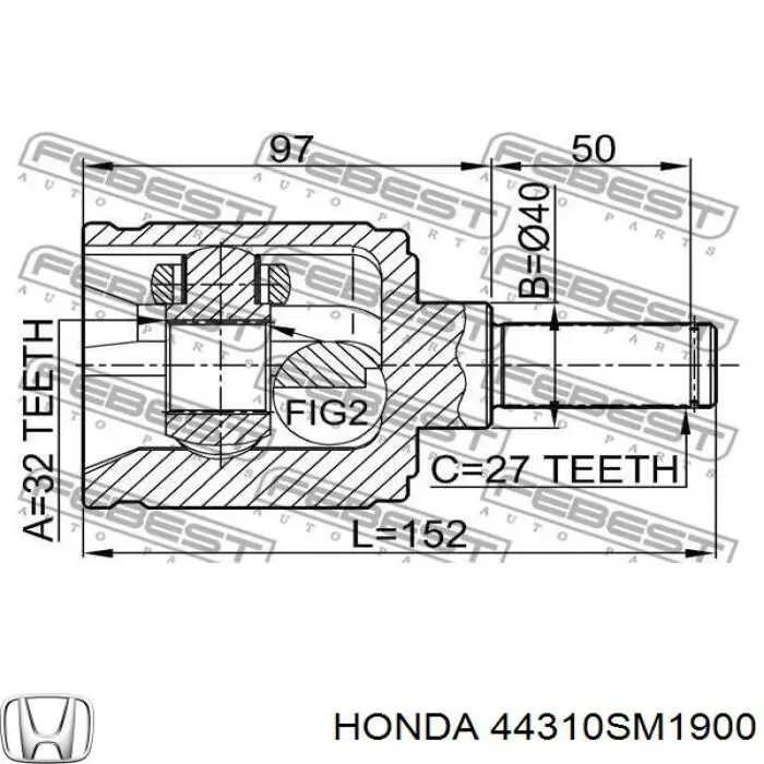 ШРУС внутренний передний левый Honda 44310SM1900