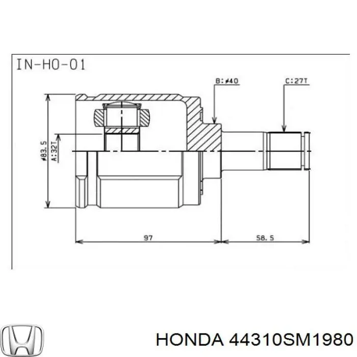 Шарнир угловых скоростей внутренний передний Honda 44310SM1980 цена, от 32.22 USD