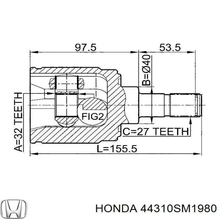44310SM1980 Honda ШРУС внутренний, передний