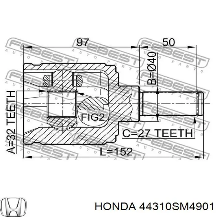 Junta homocinética interior delantera izquierda 44310SM4901 Honda