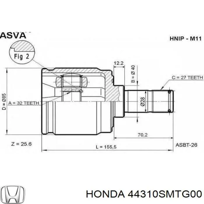 ШРУС внутренний передний 44310SMTG00 Honda