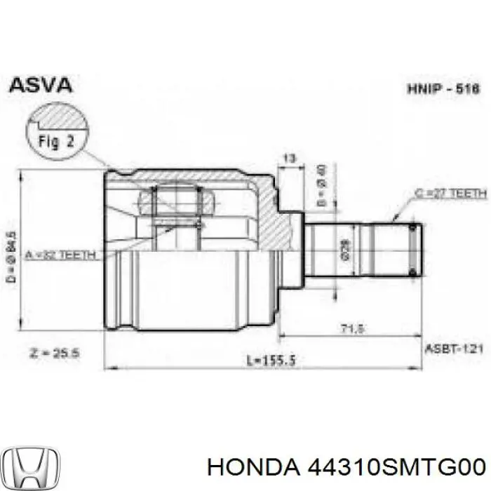 Шарнир угловых скоростей внутренний передний Market (OEM) XX44310SMTG00 цена, от 95.02 USD