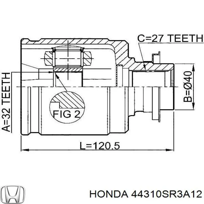 Шарнир угловых скоростей передний левый Honda 44310SR3A12 цена, от 32.44 USD