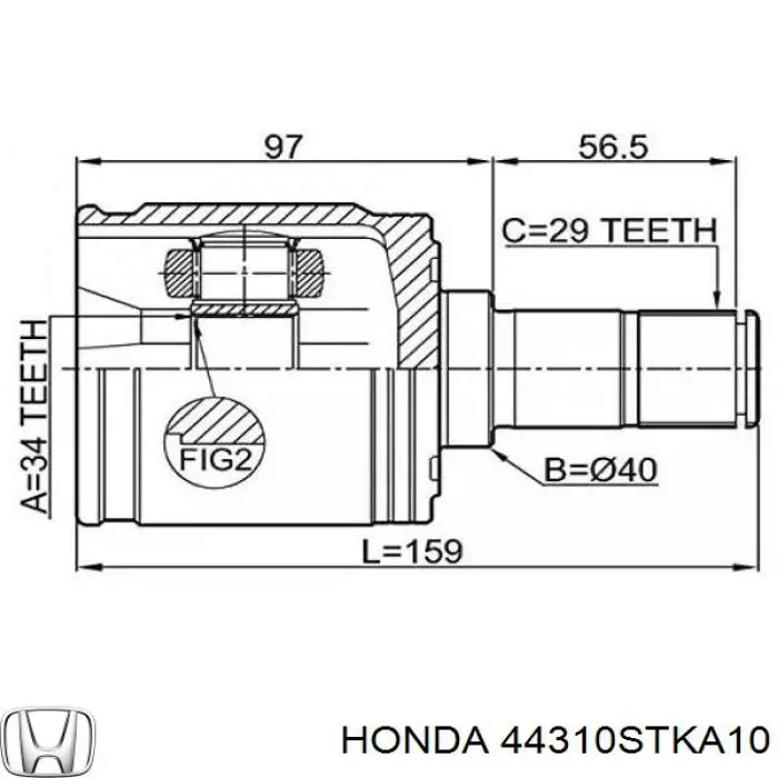 ШРУС внутренний передний левый Honda 44310STKA10