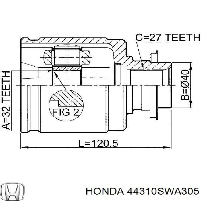 ШРУС внутренний передний правый 44310SWA305 Honda