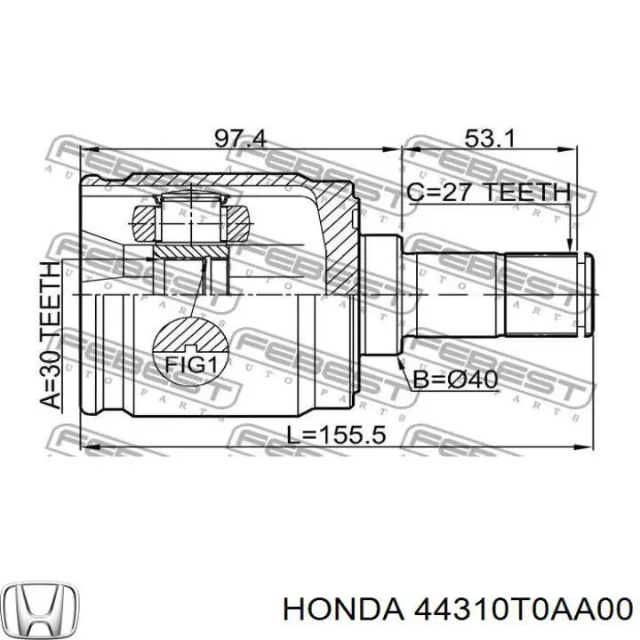 Купить 44310T0AA00 Honda Шрус внутренний левый