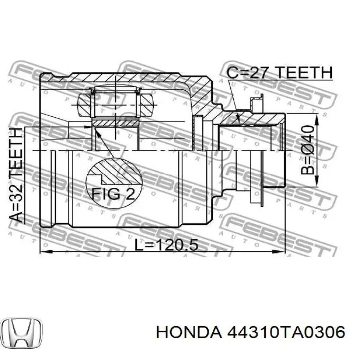 ШРУС внутренний правый 44310TA0306 Honda