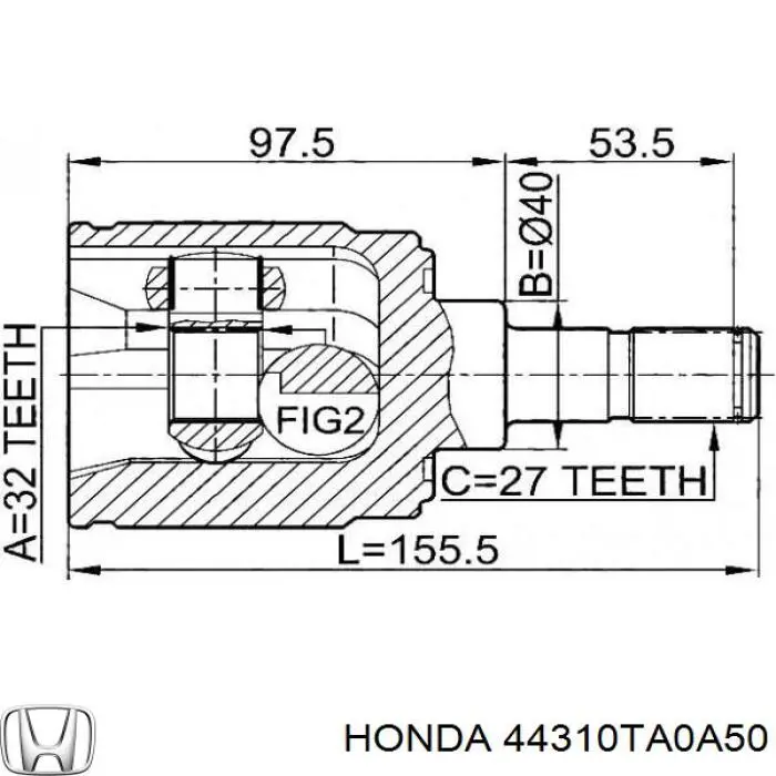 ШРУС внутренний 44310TA0A50 Honda