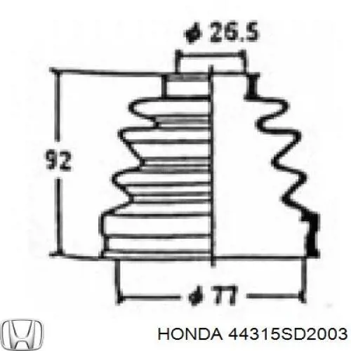 Пыльник шарнира угловых скоростей внутренний передний левый Honda 44315SD2003 цена, от 4.77 USD
