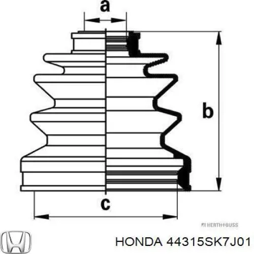 Fuelle, árbol de transmisión delantero exterior 44315SK7J01 Honda