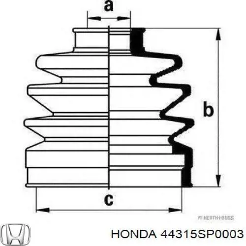Пыльник ШРУСа передней полуоси внутренний Honda 44315SP0003
