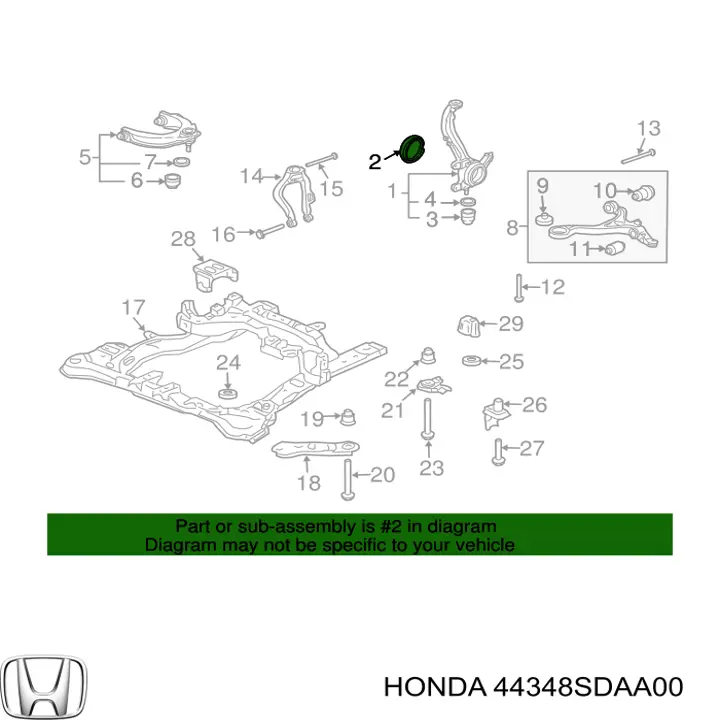 Втулка переднего поворотного кулака (цапфы) Honda 44348SDAA00