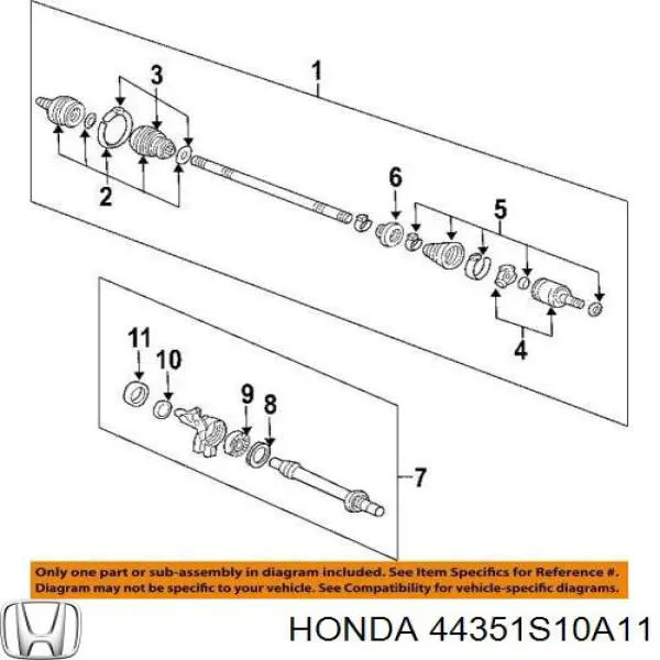  Honda 44351S10A11 цена, от 13.31 USD