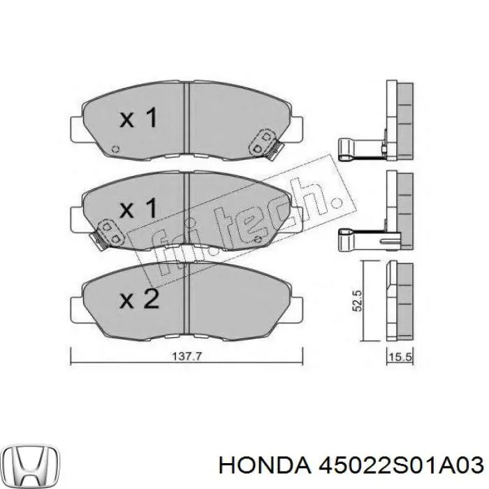 45022S01A03 Honda колодки тормозные передние дисковые