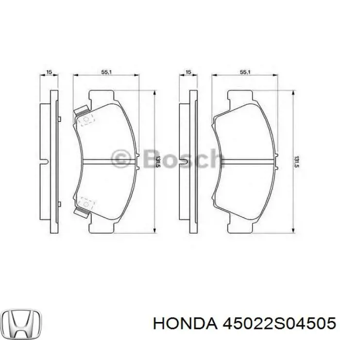 Купить 45022S04505 Honda Колодки тормозные