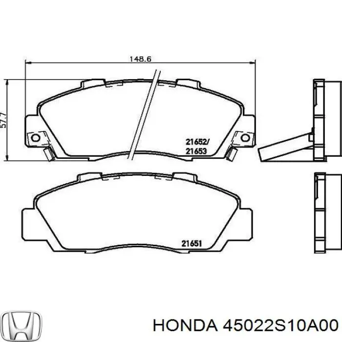 45022S10A00 Honda передние тормозные колодки