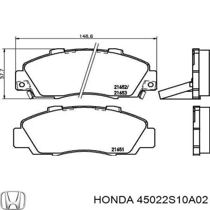 45022S10A02 Honda колодки тормозные передние дисковые