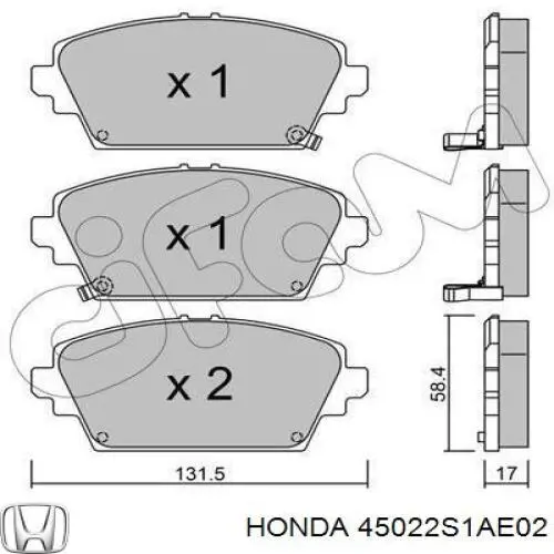 Купить 45022S1AE02 Honda Колодки тормозные