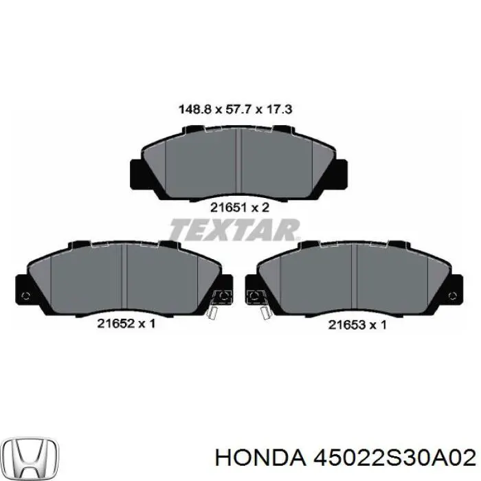 Передние тормозные колодки 45022S30A02 Honda