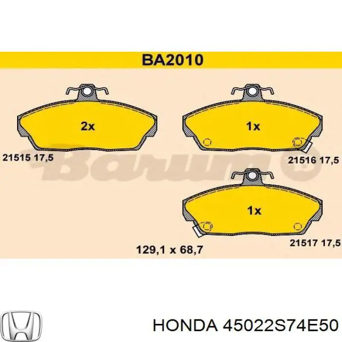 Колодки Honda 45022S74E50 цена, от 20.99 USD