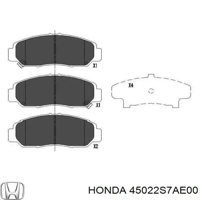 Передние тормозные колодки 45022S7AE00 Honda