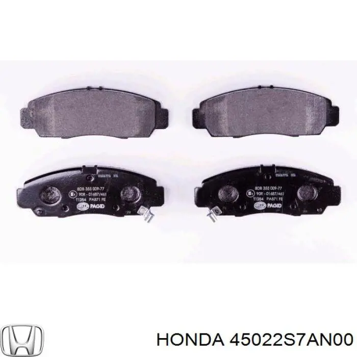 Передние тормозные колодки 45022S7AN00 Honda