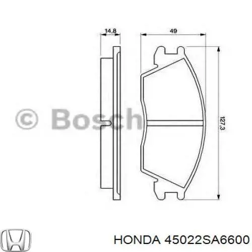45022-SA6-600 Honda колодки тормозные передние дисковые