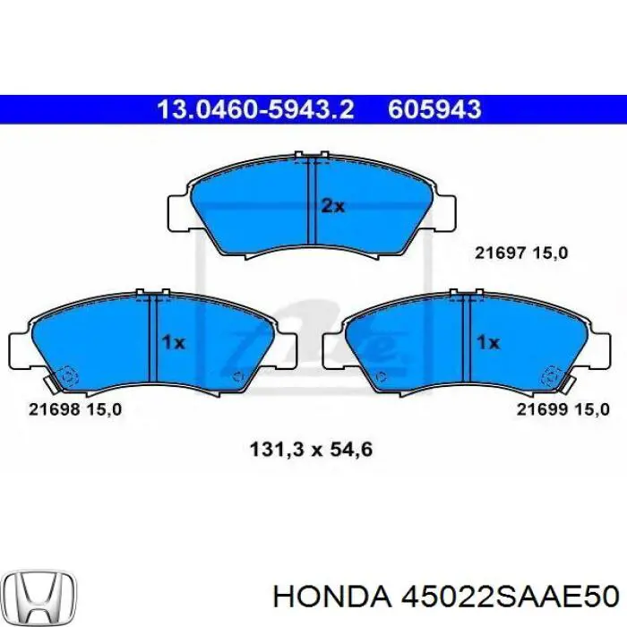 45022-SAA-E50 Honda колодки тормозные передние дисковые