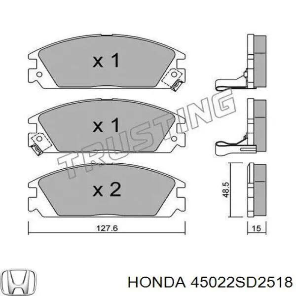 45022SD2518 Honda колодки тормозные передние дисковые