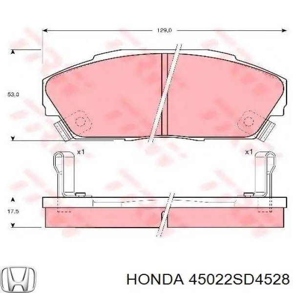 45022SD4528 Honda колодки тормозные передние дисковые