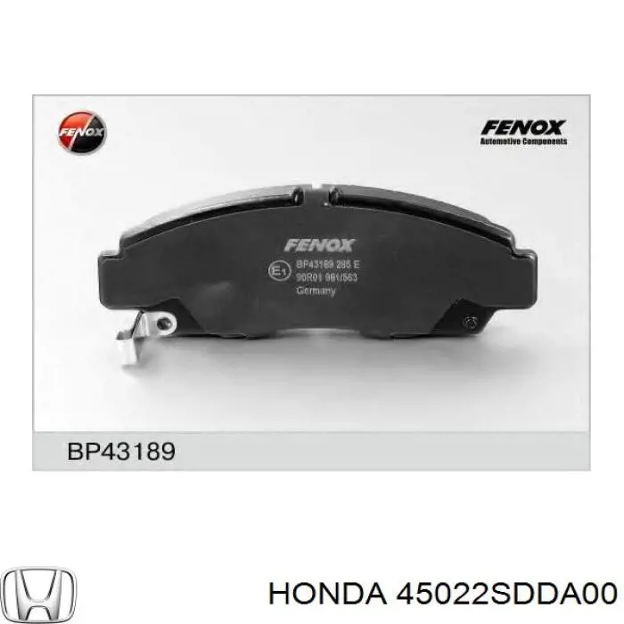 45022SDDA00 Honda колодки тормозные передние дисковые