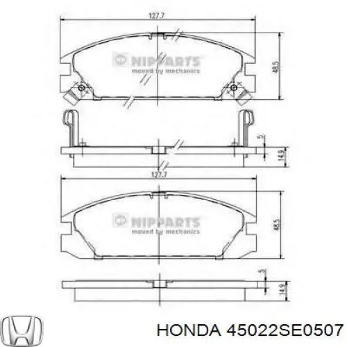45022-SE0-507 Honda колодки тормозные передние дисковые