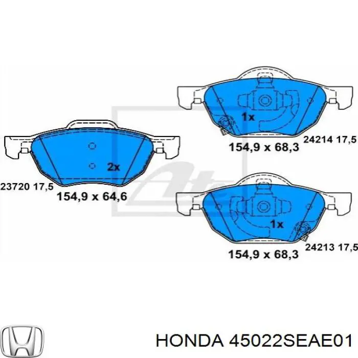 Купить 45022SEAE01 Honda Колодки тормозные