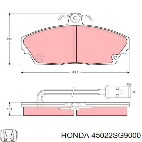 Передние тормозные колодки 45022SG9000 Honda