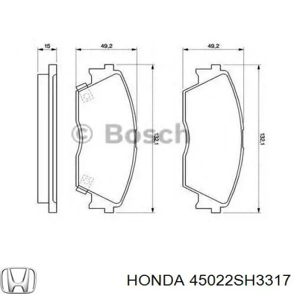 45022-SH3-317 Honda колодки тормозные передние дисковые