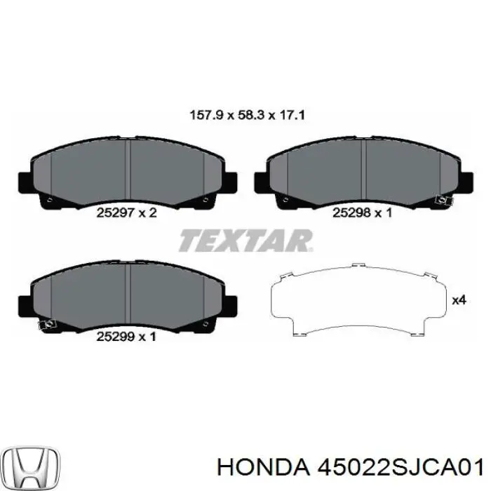 Передние тормозные колодки 45022SJCA01 Honda