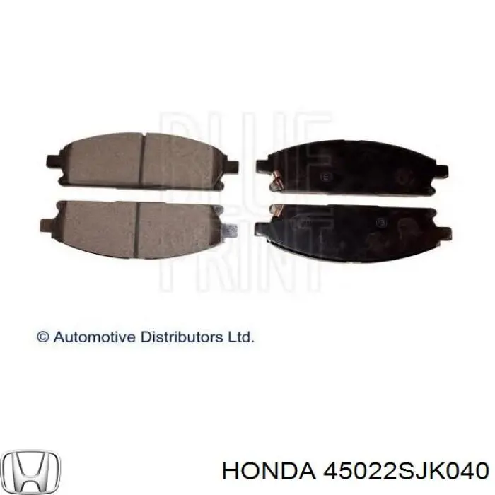 45022SJK040 Honda колодки тормозные передние дисковые
