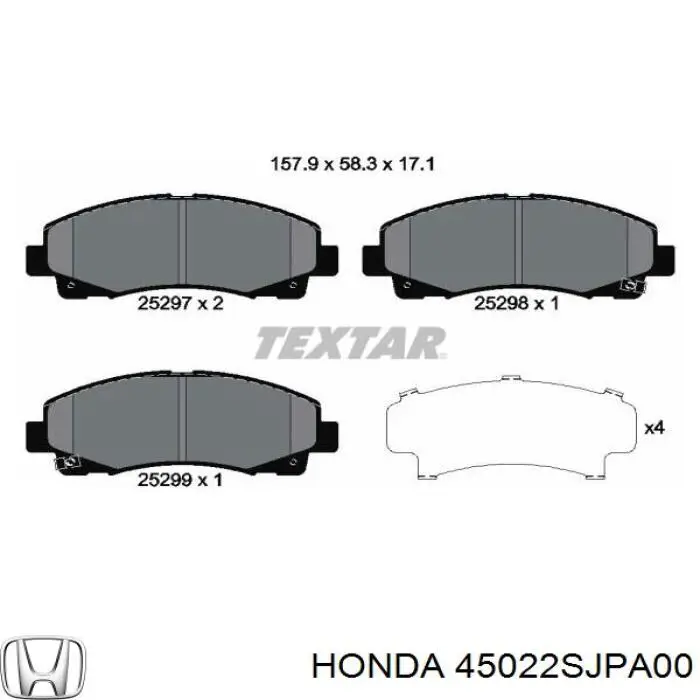 Передние тормозные колодки 45022SJPA00 Honda