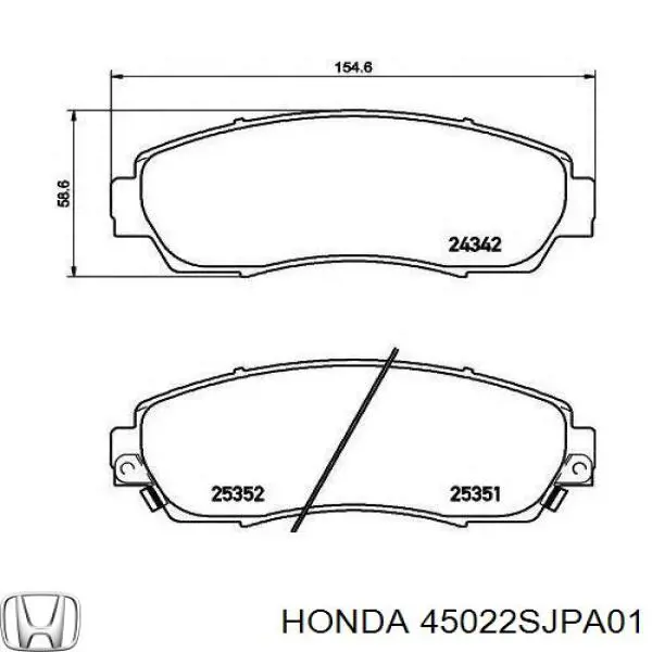 45022SJPA01 Honda колодки тормозные передние дисковые