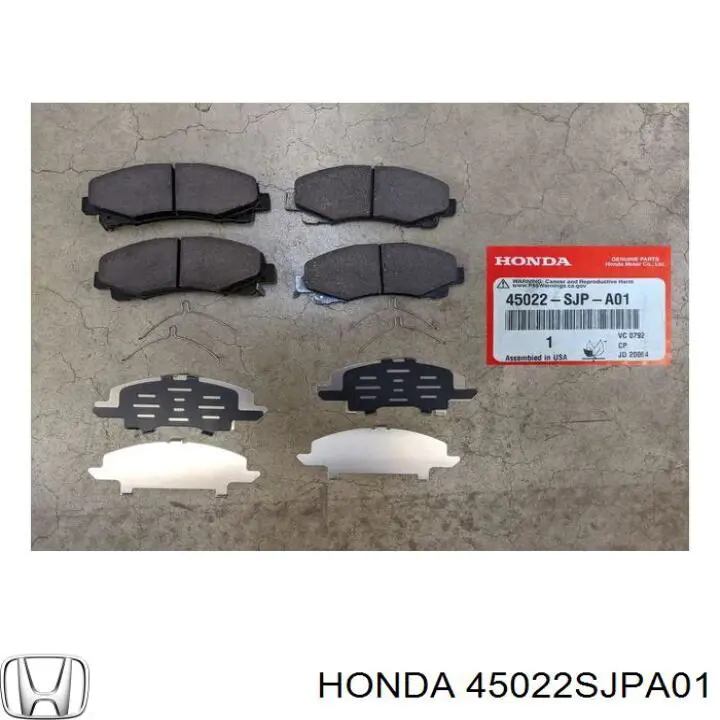 Pastillas de freno delanteras 45022SJPA01 Honda/Acura