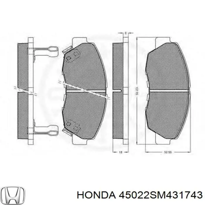Колодки Honda 45022SM431743 цена, от 23.20 USD