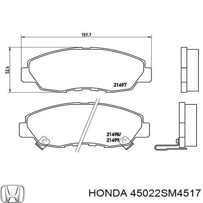 45022SM4517 Honda передние тормозные колодки
