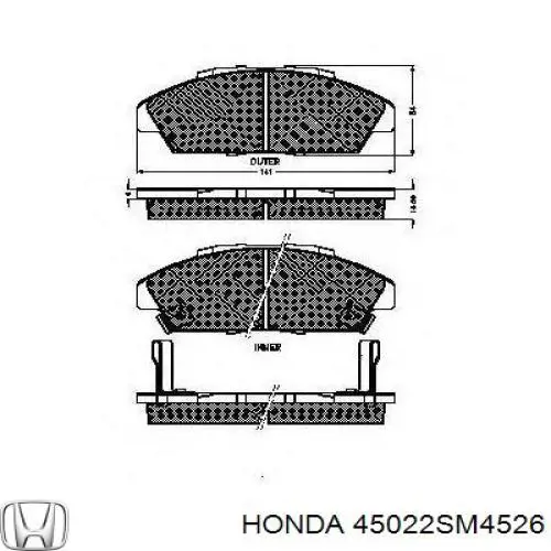 Передние тормозные колодки 45022SM4526 Honda