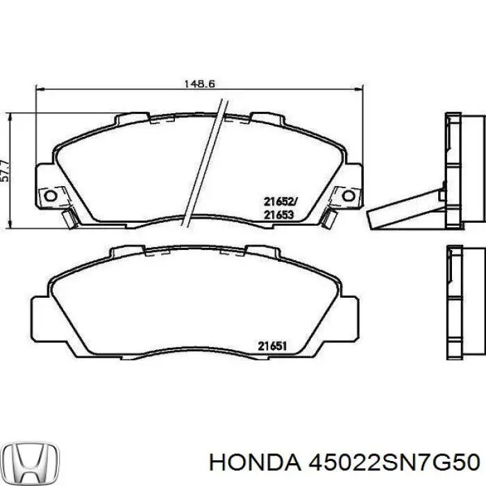 45022SN7G50 Honda колодки тормозные передние дисковые