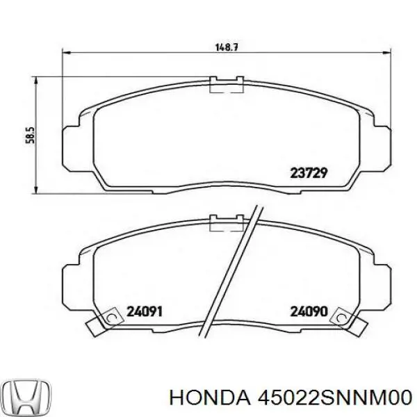 45022SNNM00 Honda колодки тормозные передние дисковые