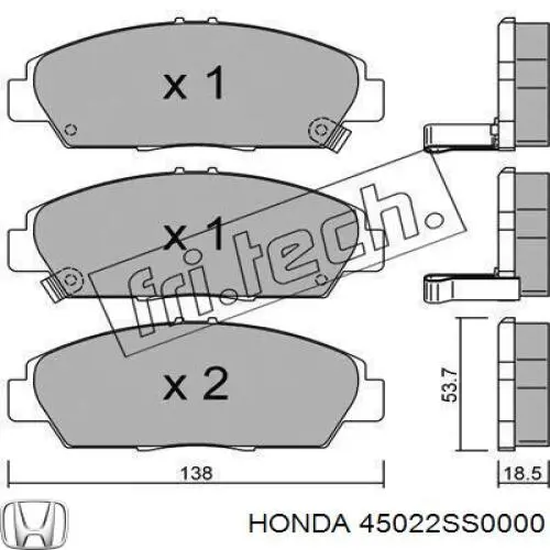 45022 SS0 000 Honda колодки тормозные передние дисковые