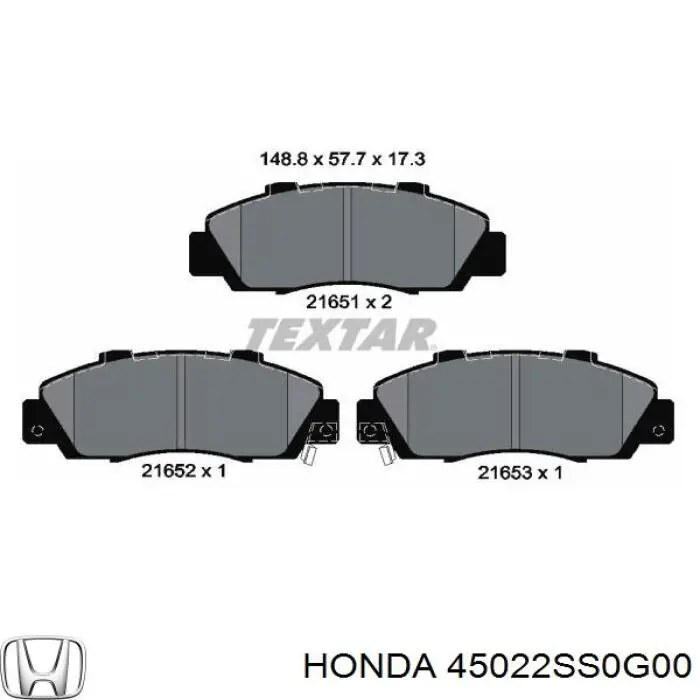 45022SS0G00 Honda колодки тормозные передние дисковые