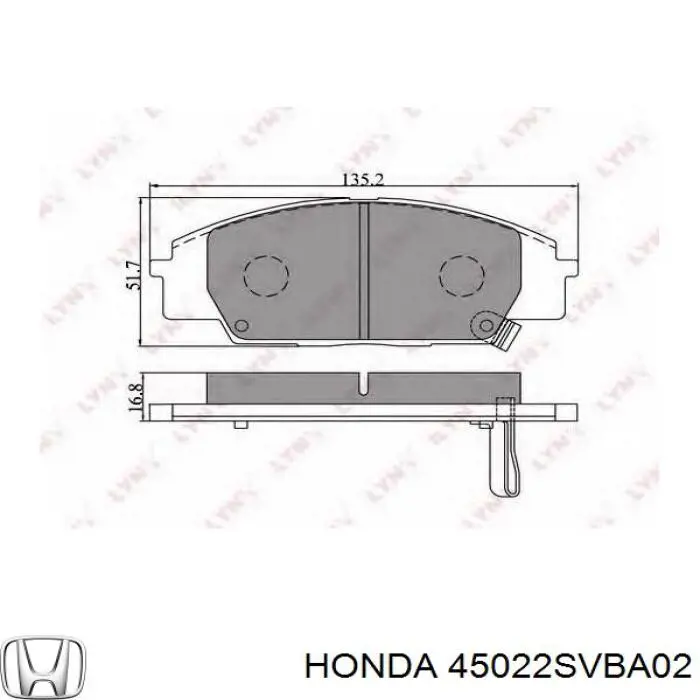 45022SVBA02 Honda Колодки передние